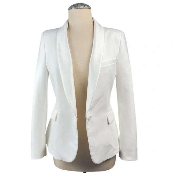 Zara White One Button Blazer Jacket - Made in Spain - Picture 2 of 9